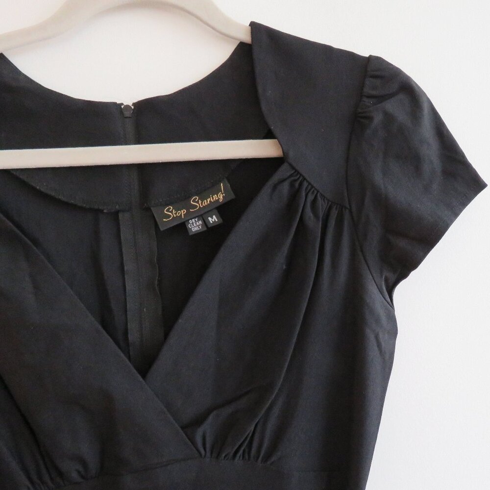 STOP STARING Black Obsession Sweetheart Peplum Retro Wiggle Dress 50s Rockabilly - Picture 5 of 14
